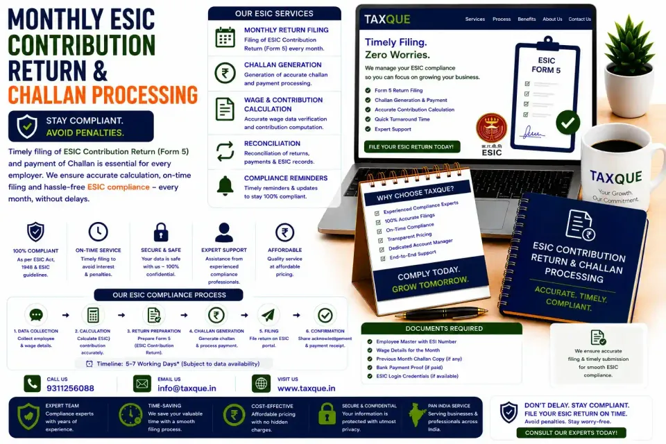 ESI Return Filing — TaxQue Statutory Services